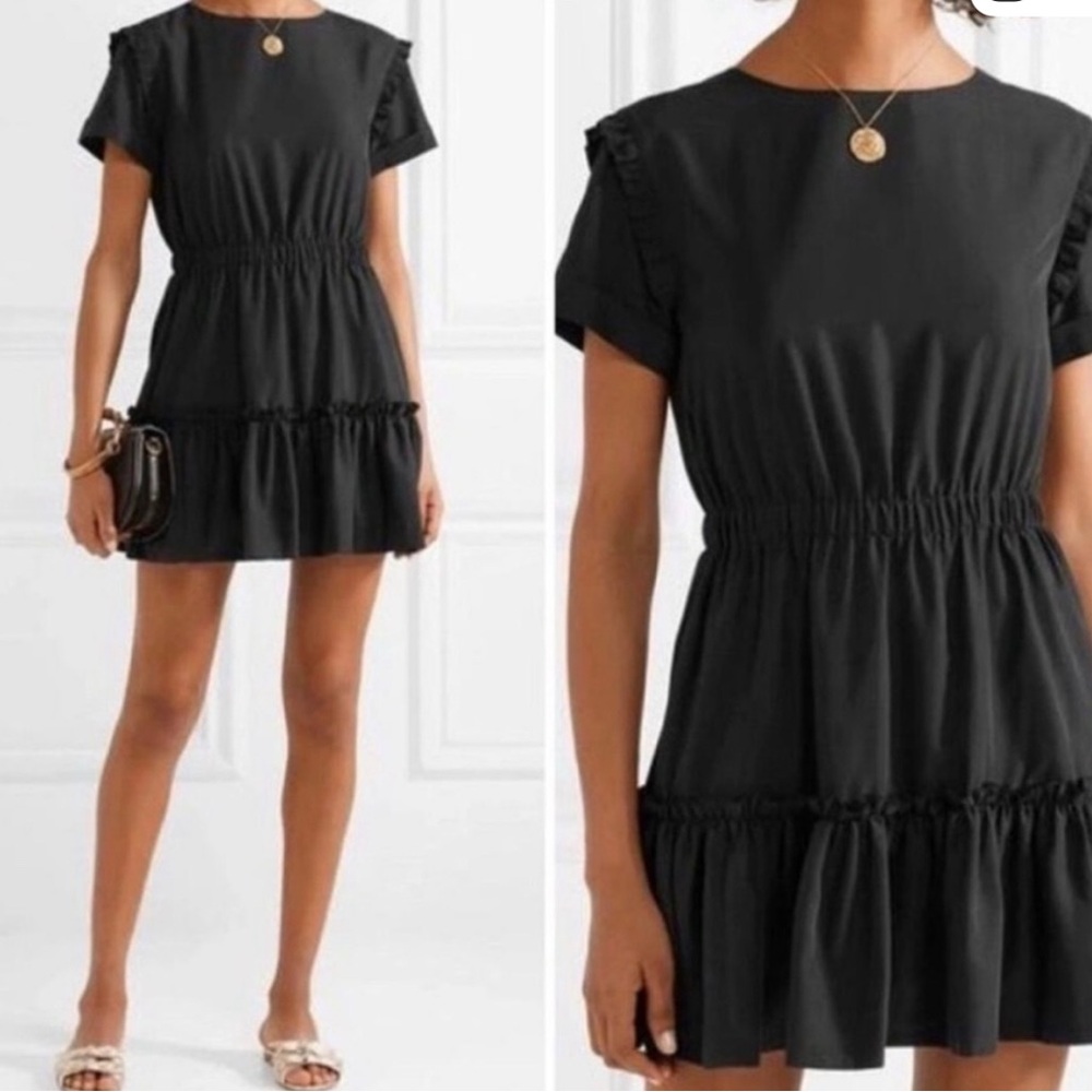 Alice + Olivia Garner Black Mini Dress with Ruffles